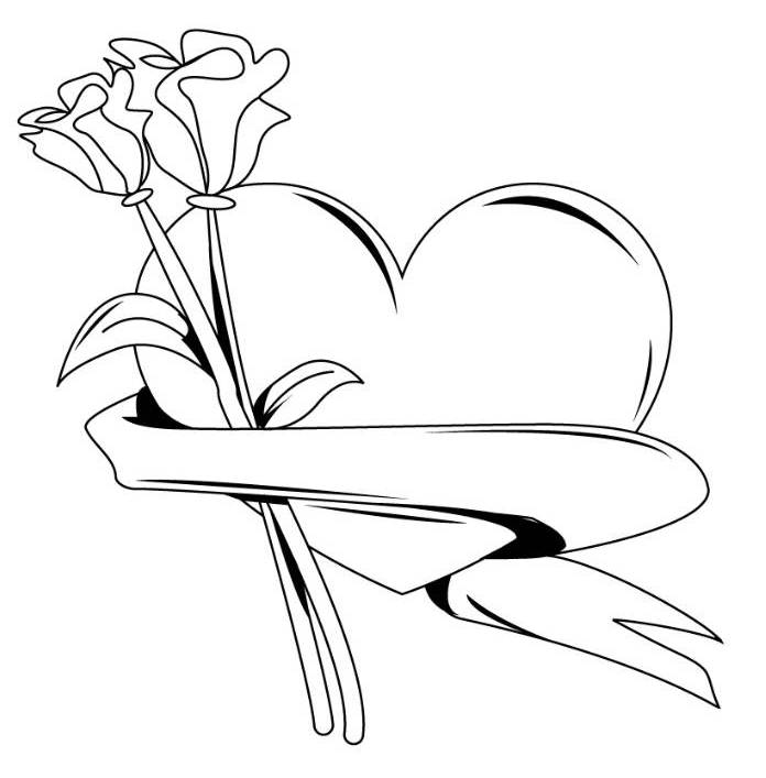 696x707 Flower And Hearts Coloring Pages 473720