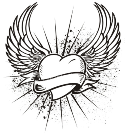 Heart With Wings Coloring Pages 500x532 Heart With Wings Coloring Pages