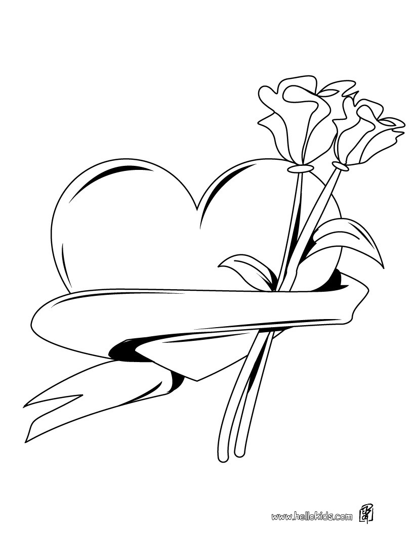 Heart Amp Roses Bunch Coloring Pages 820x1060 Heart Amp Roses Bunch Coloring Pages