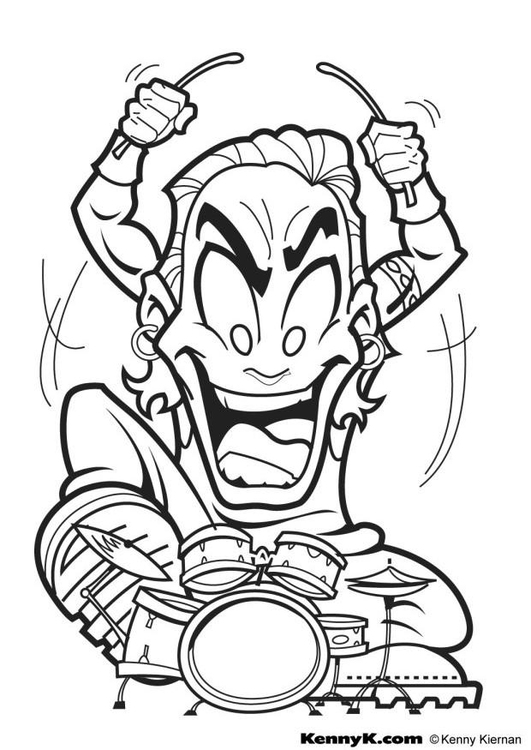 531x750 Coloring Page Metal Drummer