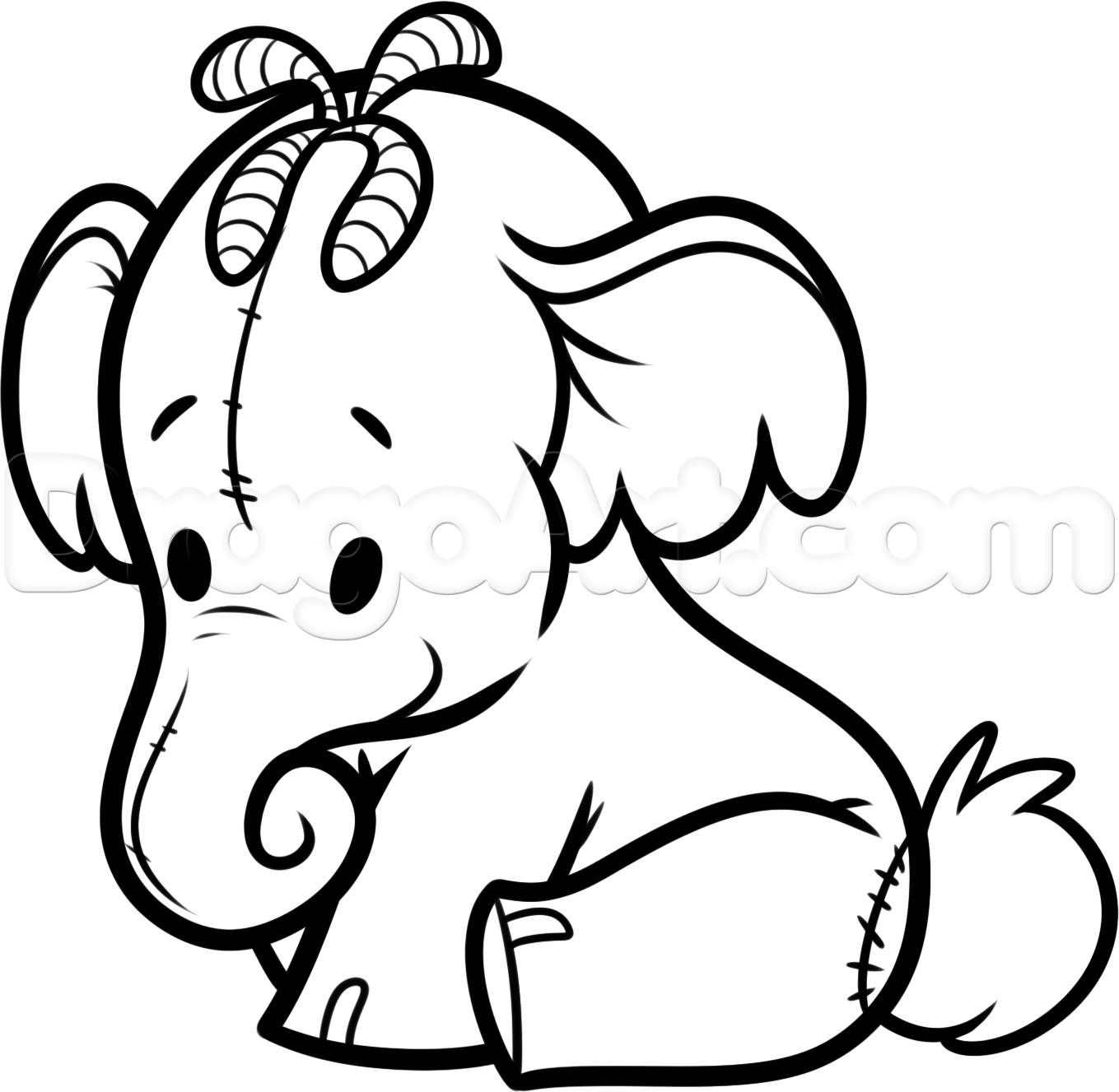 1359x1327 How To Draw Chibi Lumpy, Heffalump Step 8 Ann's Coloring Pages