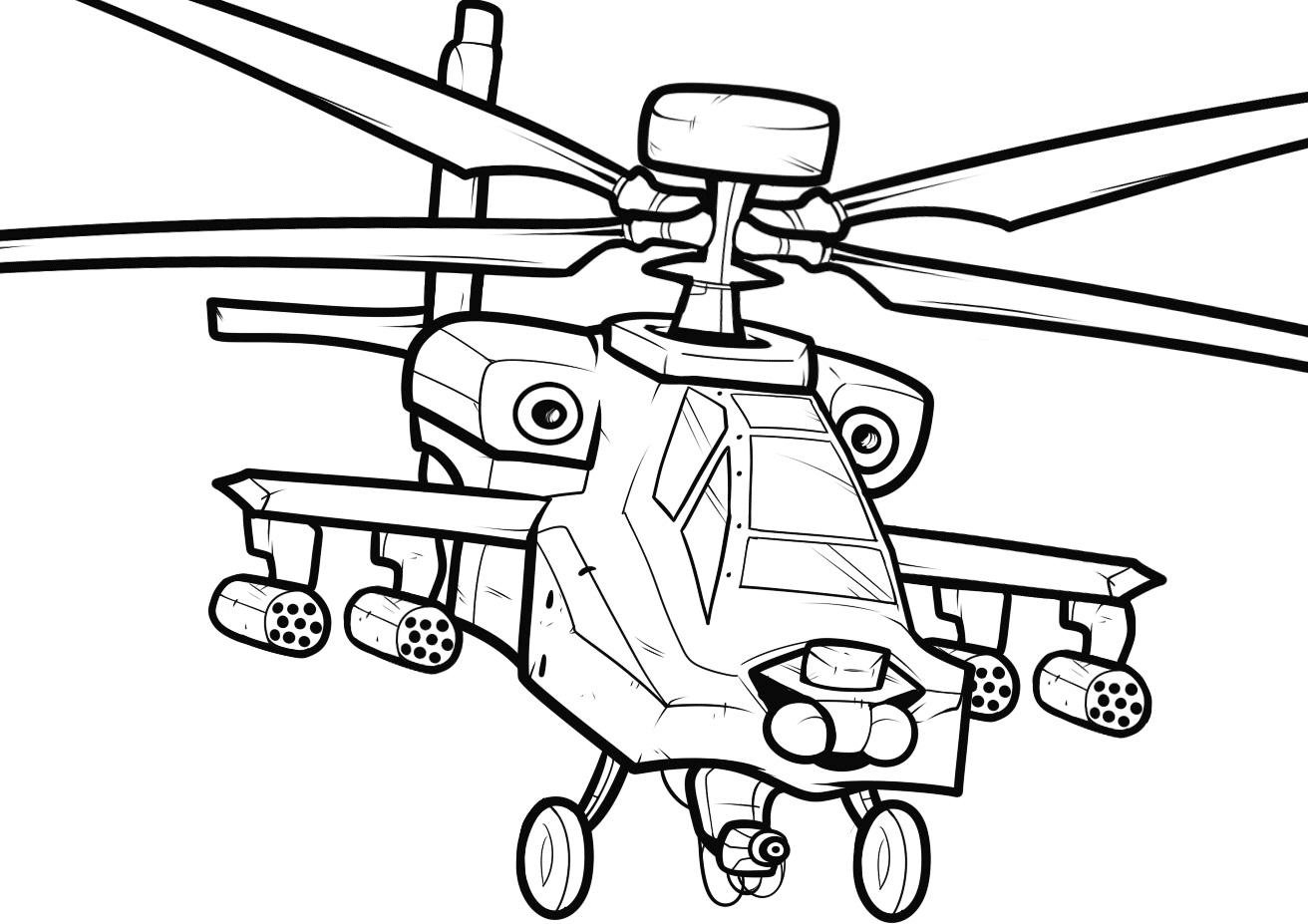 Printable Helicopters With Face Coloring Pages 8