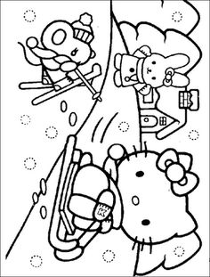 236x311 Hallo Kitty And Friends Playing Bicycle Coloring Page Hello