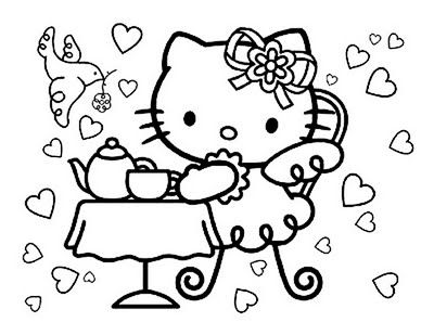Hello Kitty Cartoon Coloring Pages