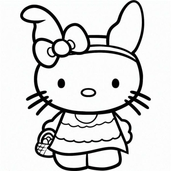 Easter Hello Kitty Coloring Pages 600x600 Easter Hello Kitty Coloring Pages