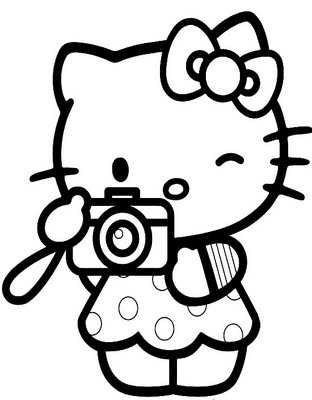 Hello Kitty Take A Photo Coloring Page 312x400 Hello Kitty Take A Photo Coloring Page