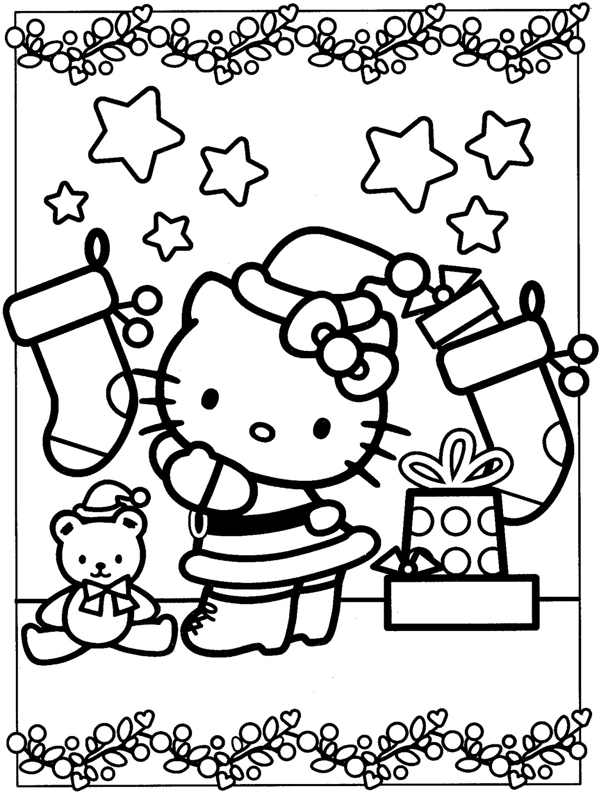 1210x1600 Hello Kitty Christmas Free Coloring Page Christmas, Hello Kitty