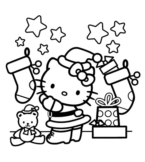 473x528 Hello Kitty Christmas Coloring Pages For Kids Christmas Coloring