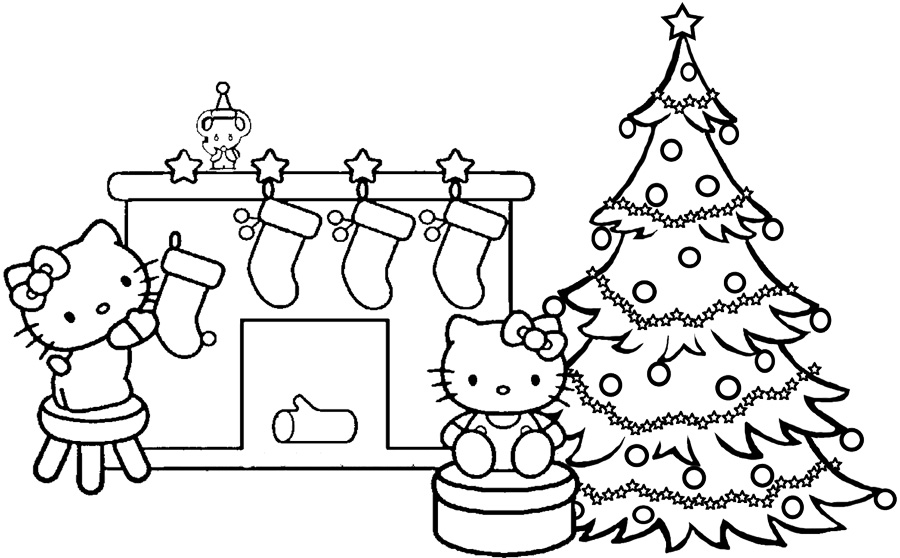 900x558 Coloring Pages Hello Kitty Christmas