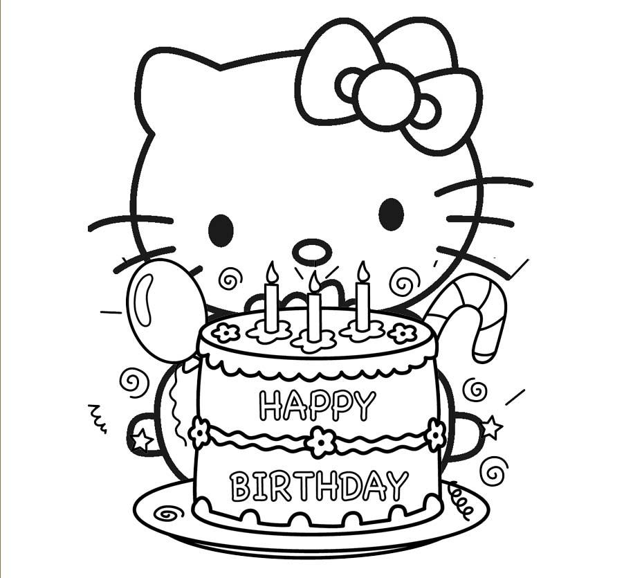 902x835 Hello Kitty Birthday Coloring Pages Free To Print Hello Kitty