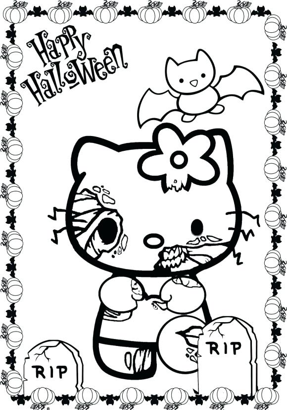 580x826 Hello Kitty Halloween Coloring Pages Scary Hello Kitty Coloring