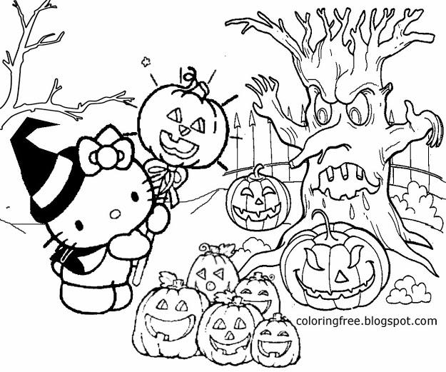 Hello Kitty Haloween Coloring Pages