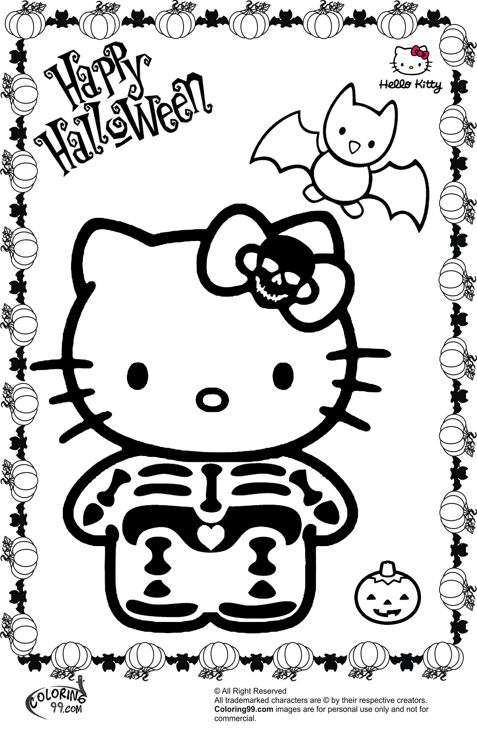 Hello Kitty Halloween Coloring Pages 980x1500 Hello Kitty Halloween Coloring Pages