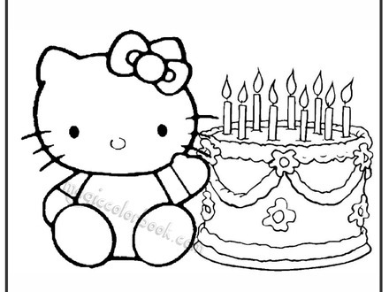 Hello Kitty Happy Birthday Coloring Pages