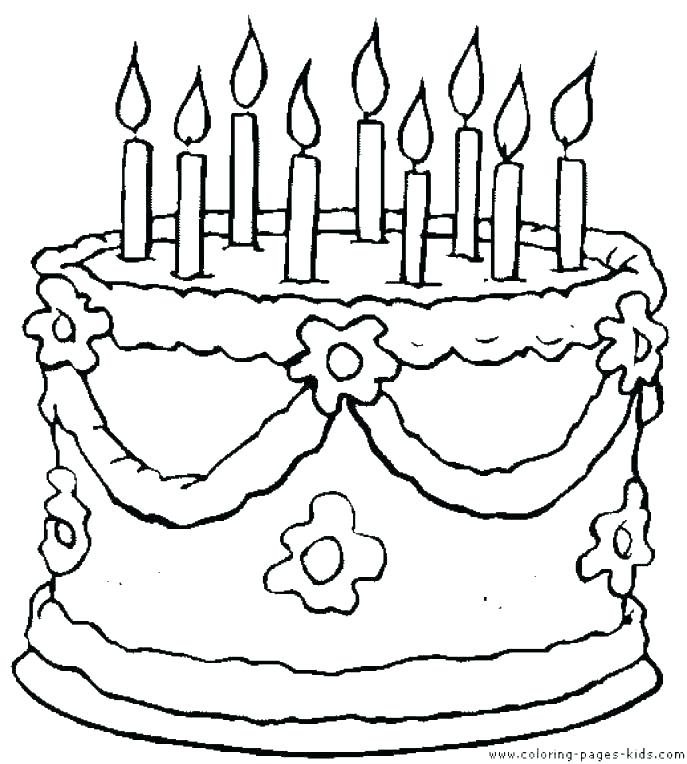 687x764 Hello Kitty Happy Birthday Coloring Pages Page Cake Fuhrer Von
