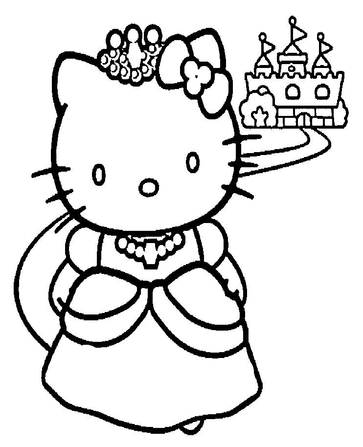 Hallo Kitty Princess Coloring Page Printables 742x914 Hallo Kitty Princess Coloring Page Printables