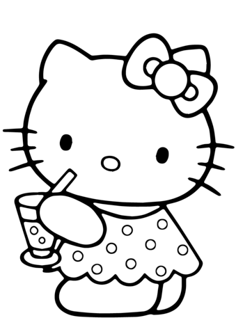 Hello Kitty Summer Coloring Page Hello Kitty 339x480 Hello Kitty Summer Coloring Page Hello Kitty