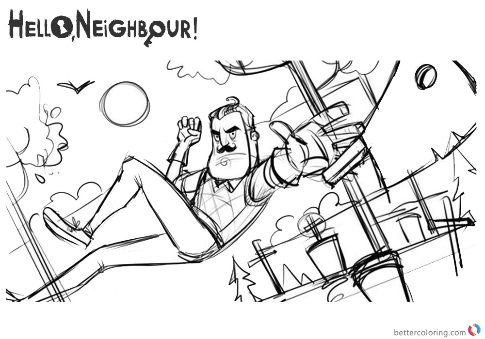 1000x700 Hello Neighbor Coloring Pages Sketch