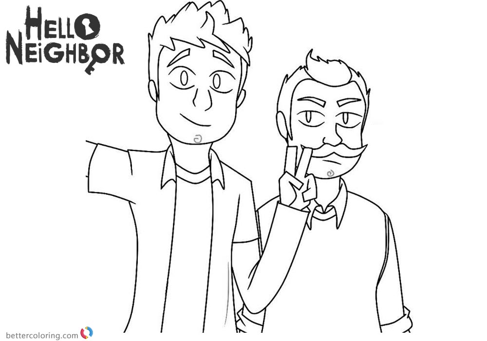 1000x700 Hello Neighbor Coloring Pages The Player Nicky And Mr Peterson
