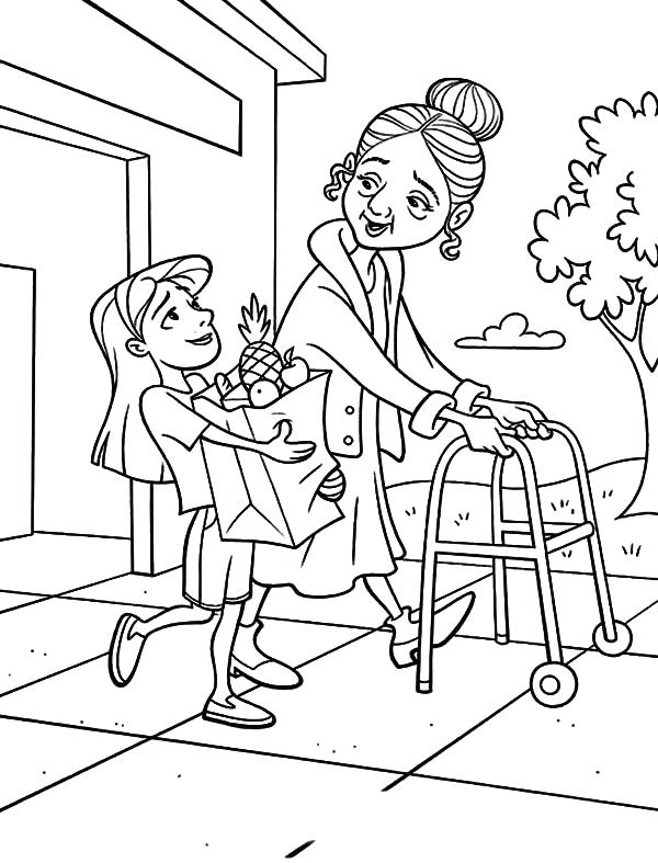 600x787 Helping Coloring Page Person Coloring Pages Coloring Pictures