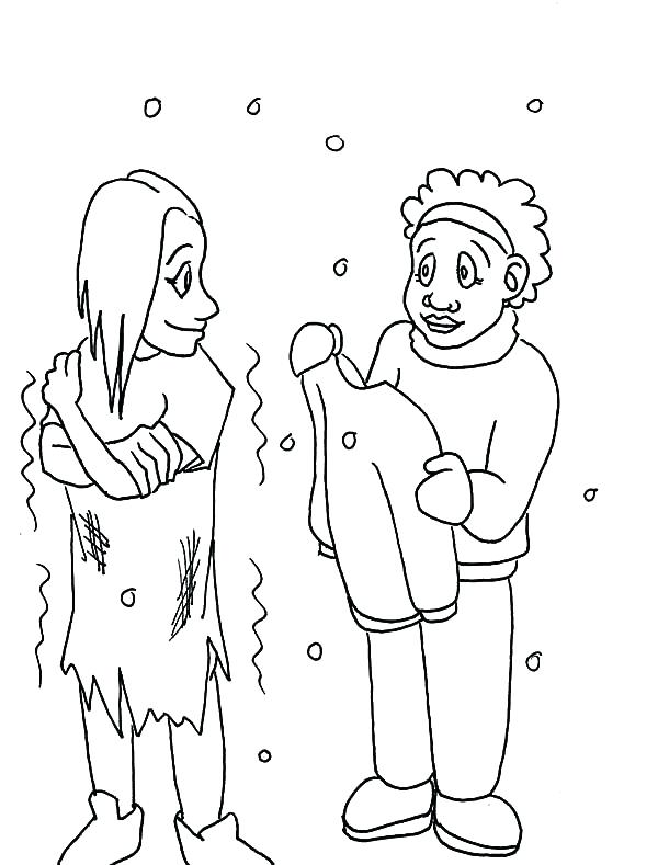 Helping Others Coloring Pages Helping Others Give Warm Clothes 600x789 Helping Others Coloring Pages Helping Others Give Warm Clothes
