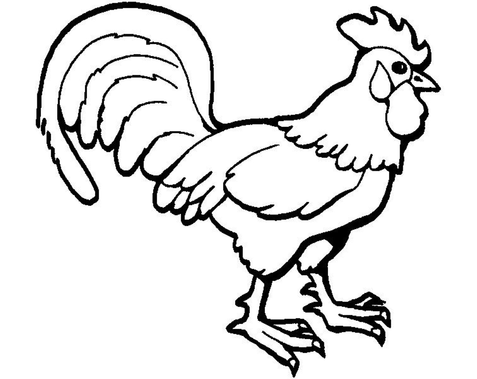 1595x1266 Cartoon Rooster Coloring Page Free Printable Pages