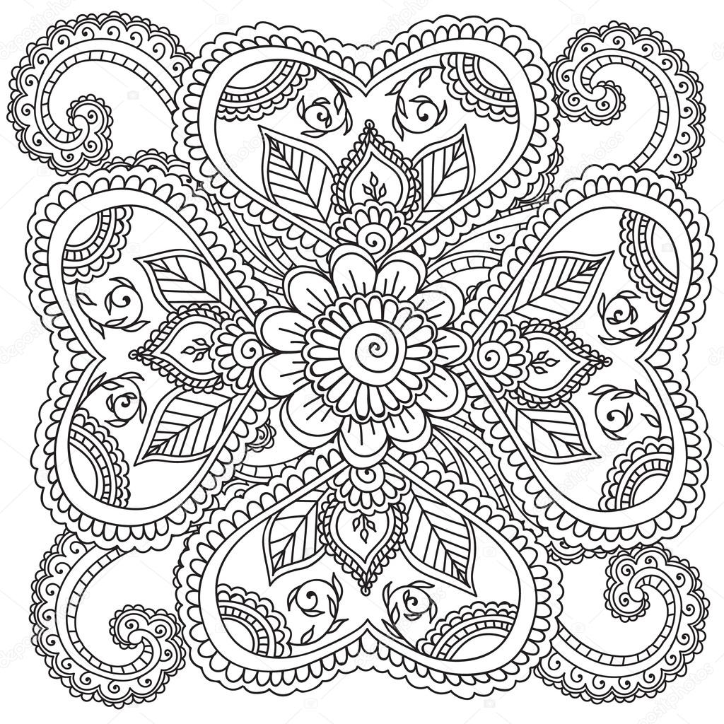 Henna Flower Coloring Pages To Print Coloring For Kids 2018 1024x1024 Henna Flower Coloring Pages To Print Coloring For Kids 2018