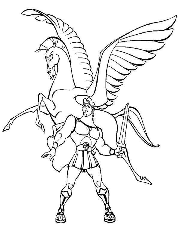 Hercules And Pegasus Coloring Page 600x788 Hercules And Pegasus Coloring Page