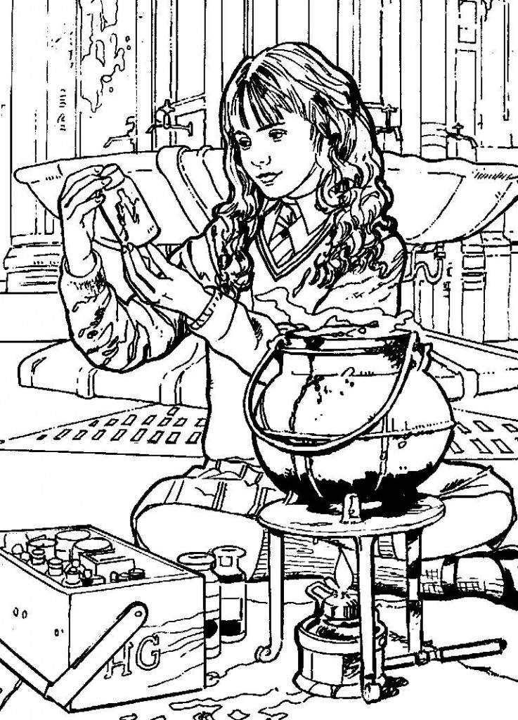 737x1024 Hermione Doing Magic Free Coloring Page Harry Potter, Movies