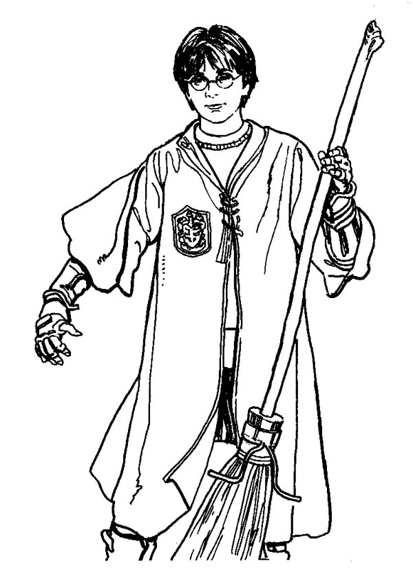 Harry Potter Quidditch Coloring Pages Player With Firebolt Page 600x834 Harry Potter Quidditch Coloring Pages Player With Firebolt Page