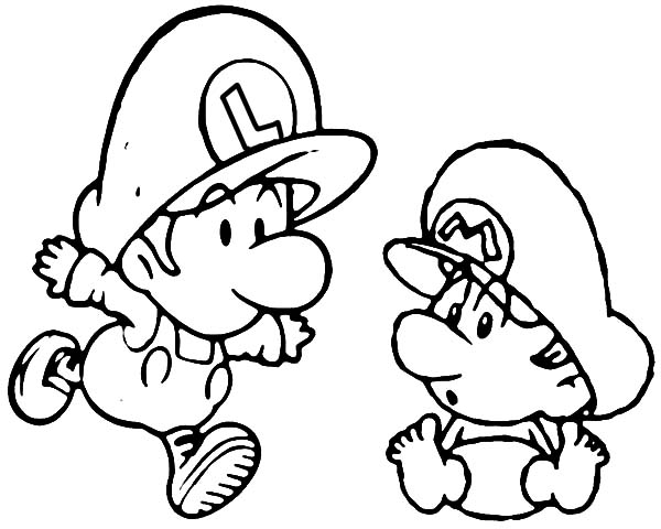 600x480 Mario And Luigi High Five Coloring Pages Mario And Luigi High