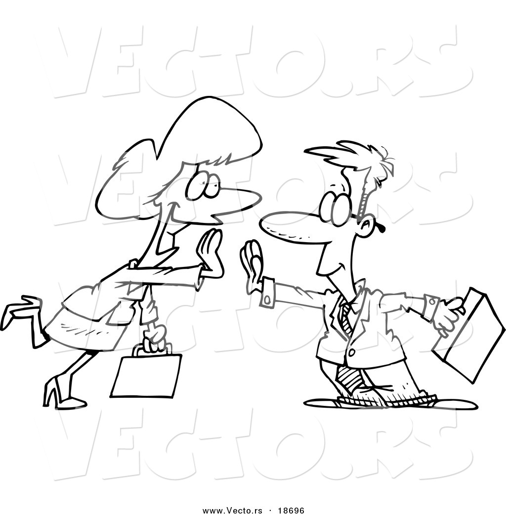 1024x1044 Vector Of A Cartoon Businessman And Woman Giving High Fives