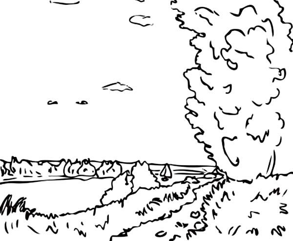 600x493 Hill Path By Alfred Sisley In Famous Paintings Coloring Page