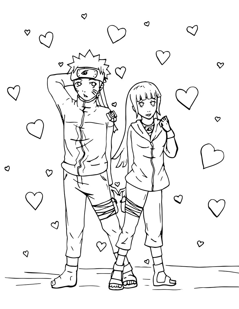 800x1035 Naruto And Hinata Valentine's Day Colouring Page!