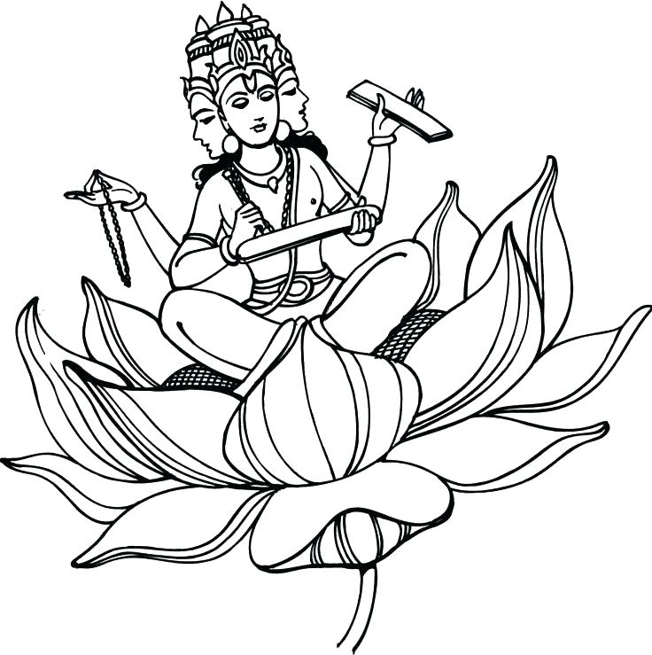 736x739 Hindu Goddess Coloring Pages Adult Coloring Page God 5 Hindu Gods