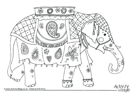 460x325 India Coloring Page Elephant Colouring Page Little Indian Girl