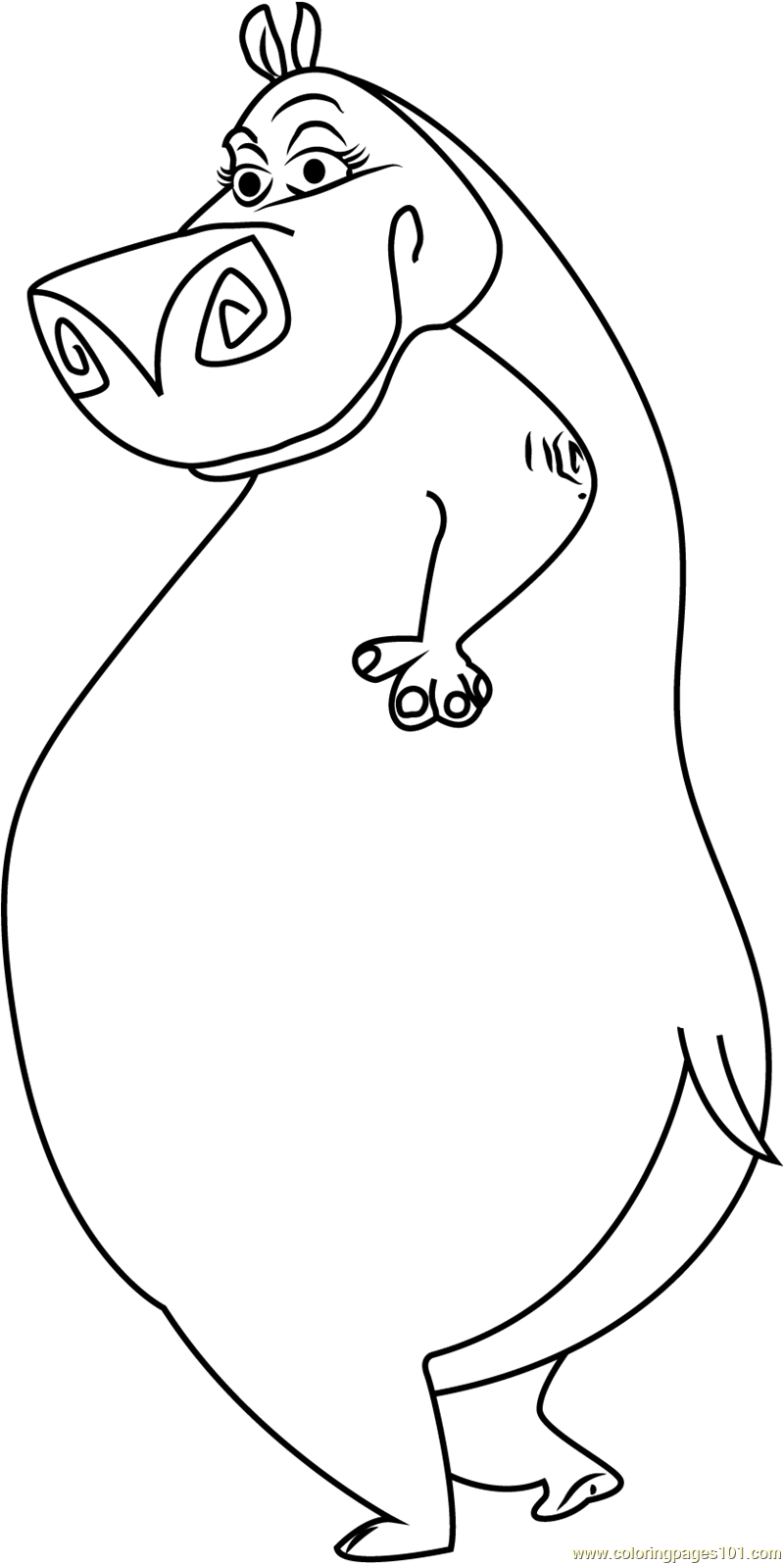 800x1596 Gloria The Hippo Coloring Page
