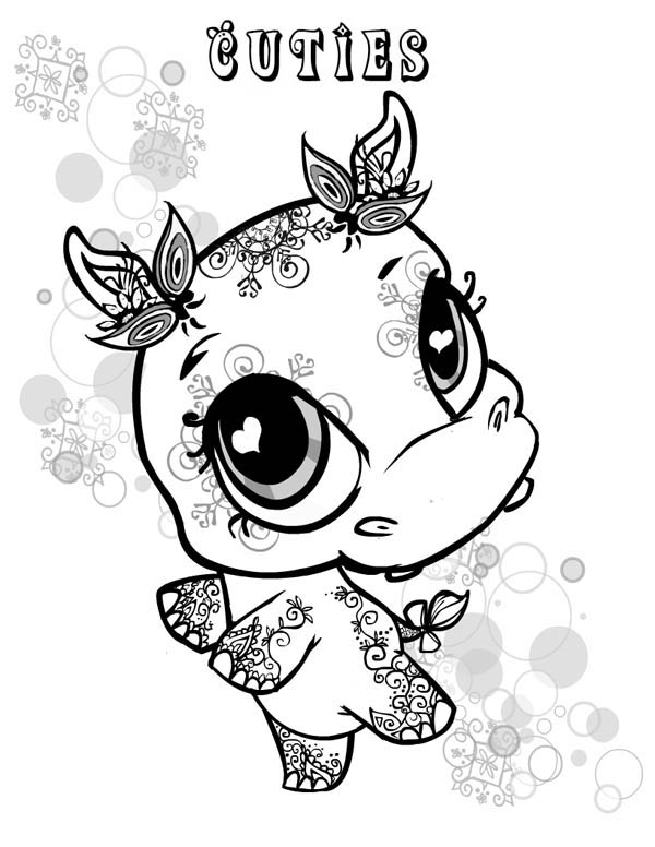 600x776 Little Cute Hippo Coloring Page