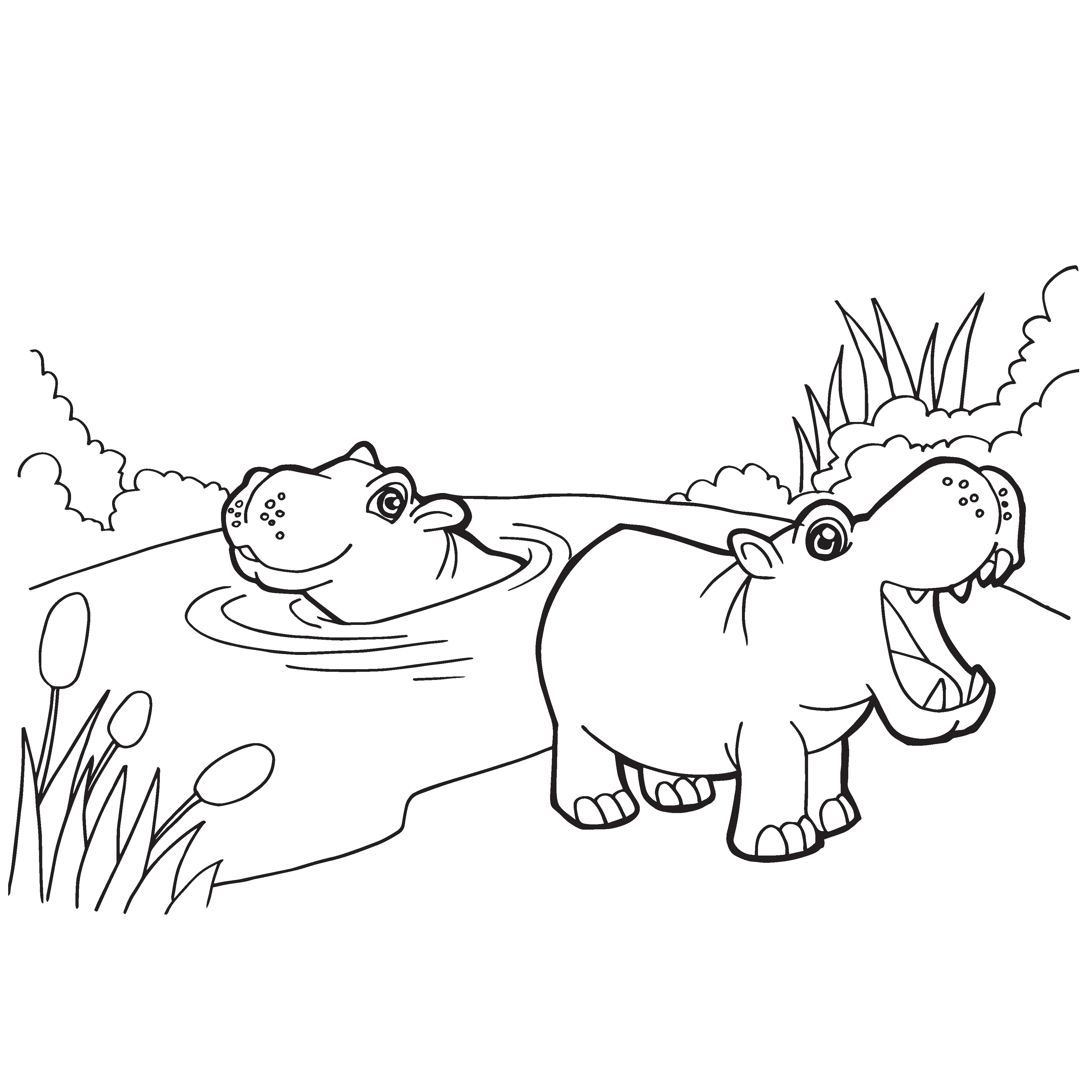 3750x3750 Hippopotamus Coloring Pages Free For Kids 2018 Also Acpra