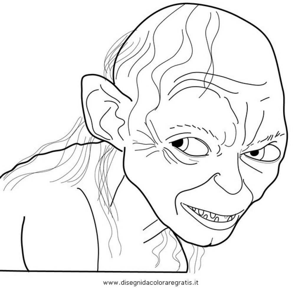1024x977 Cunning Smeagol From The Hobbit Coloring Page To Print Fantasy