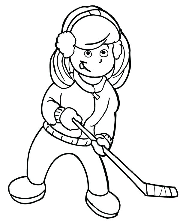 600x741 Coloring Pages Hockey Girl Hockey Player Coloring Page Us World