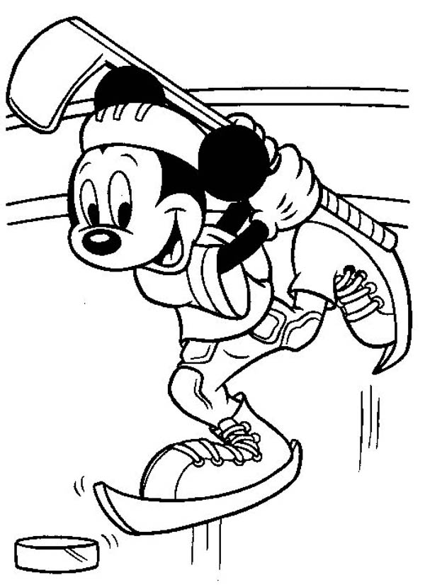 600x825 Mickey Mouse Hockey Coloring Page