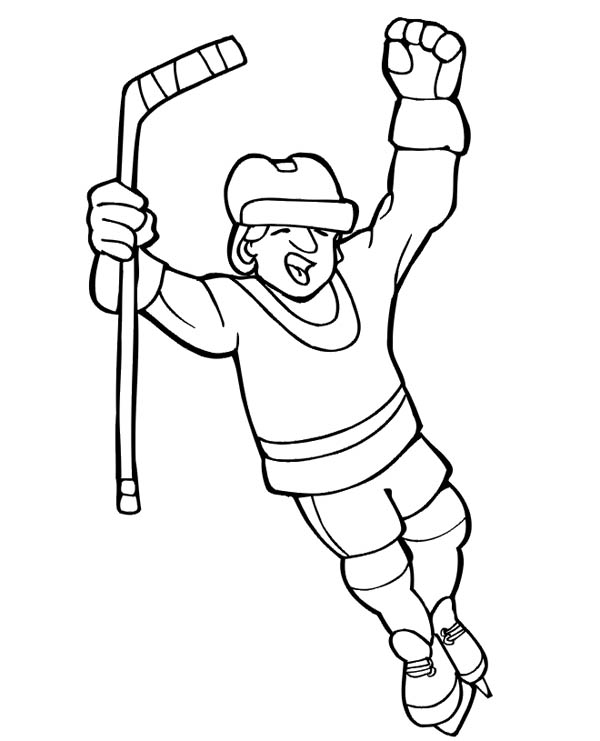 600x741 Hockey Player Score Coloring Page