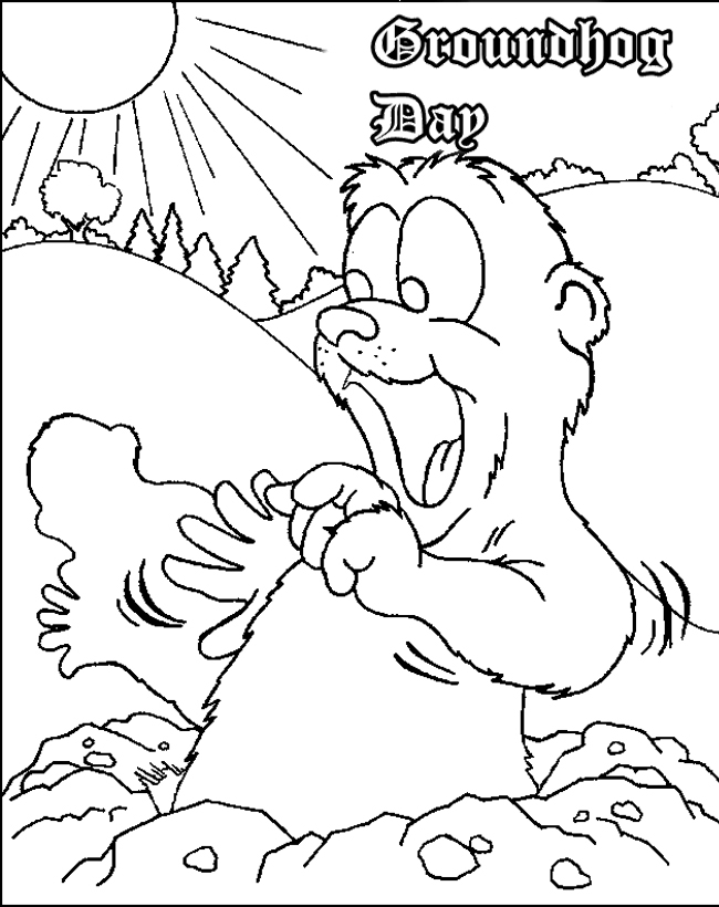 650x820 Groundhog Coloring Sheet. Vector Of A Cartoon Groundhog Emerging