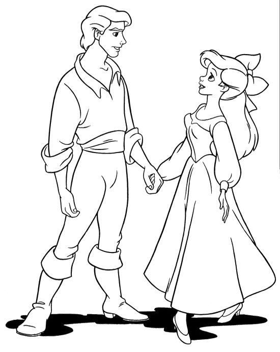 Eric Holding Hands Ariel Coloring Pages Drawing 550x690 Eric Holding Hands Ariel Coloring Pages Drawing