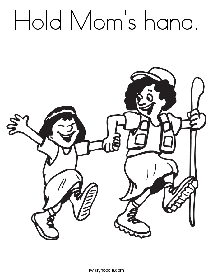 Hold Mom's Hand Coloring Page 685x886 Hold Mom's Hand Coloring Page