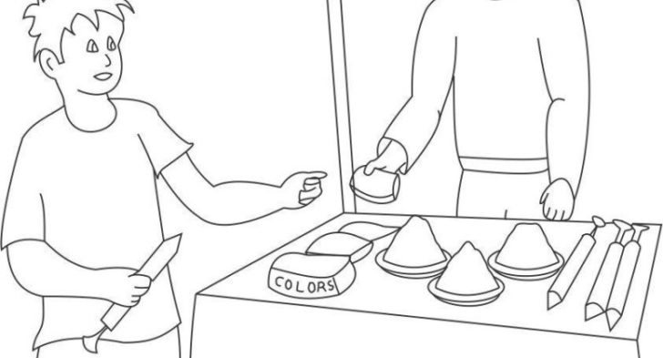 728x393 Coloring Pages Market Scene Happy Holi Drawings For Kids Children