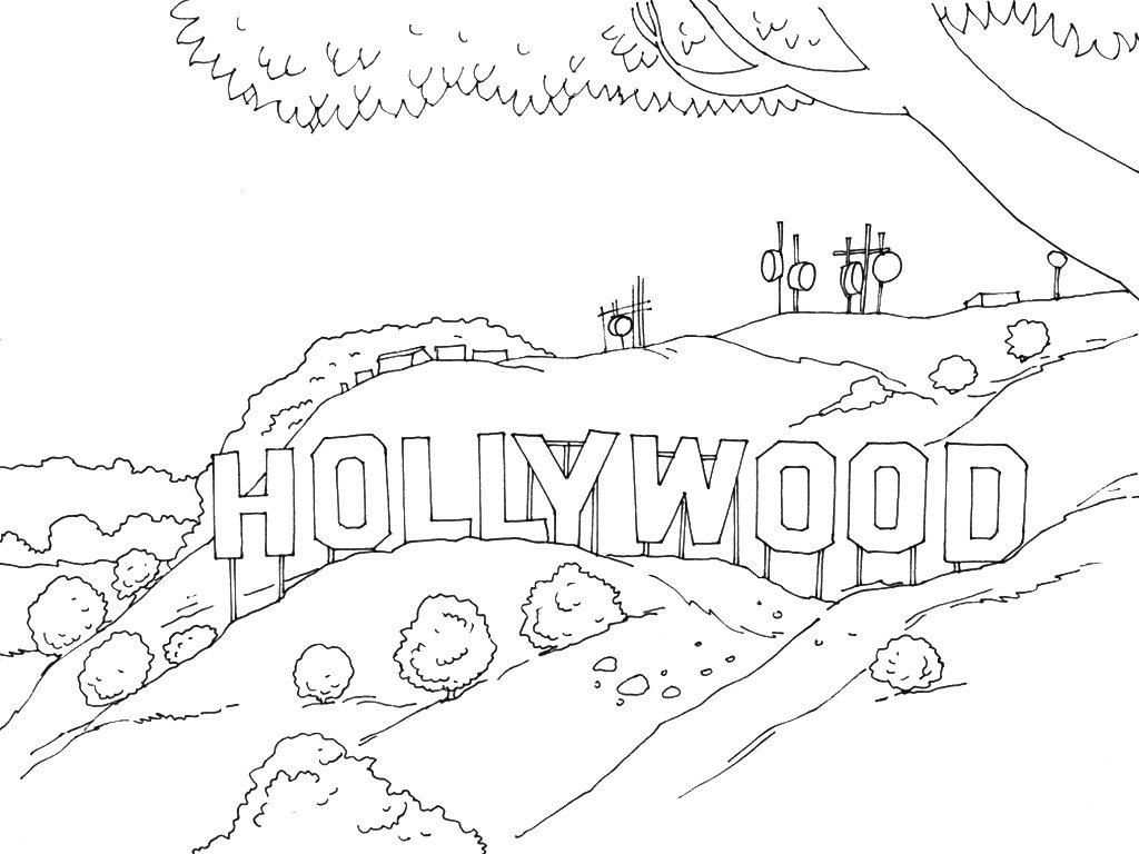 1024x768 Get The Coloring Page Hollywood Sign Free Coloring Pages