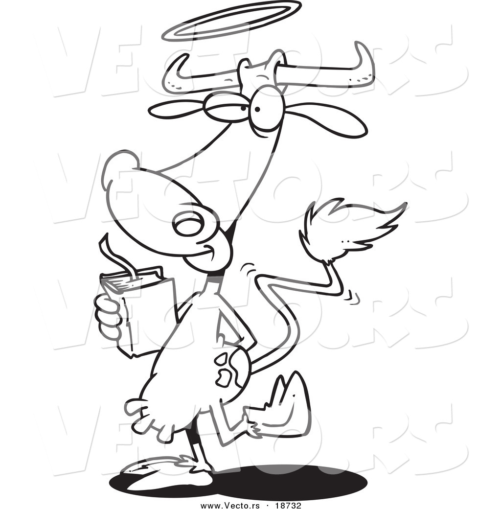 1024x1044 Vector Of A Cartoon Holy Cow With A Halo And Bible
