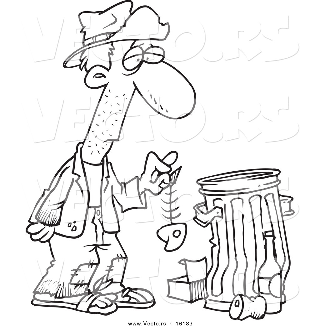 Vector Of Cartoon Hungry Homeless Man Holding Fish Bone By 1024x1044 Vector Of Cartoon Hungry Homeless Man Holding Fish Bone By
